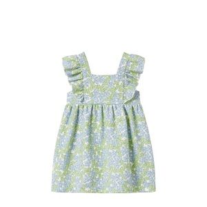 Zara blue and green floral printed jacquard dress size 3-4 great condition